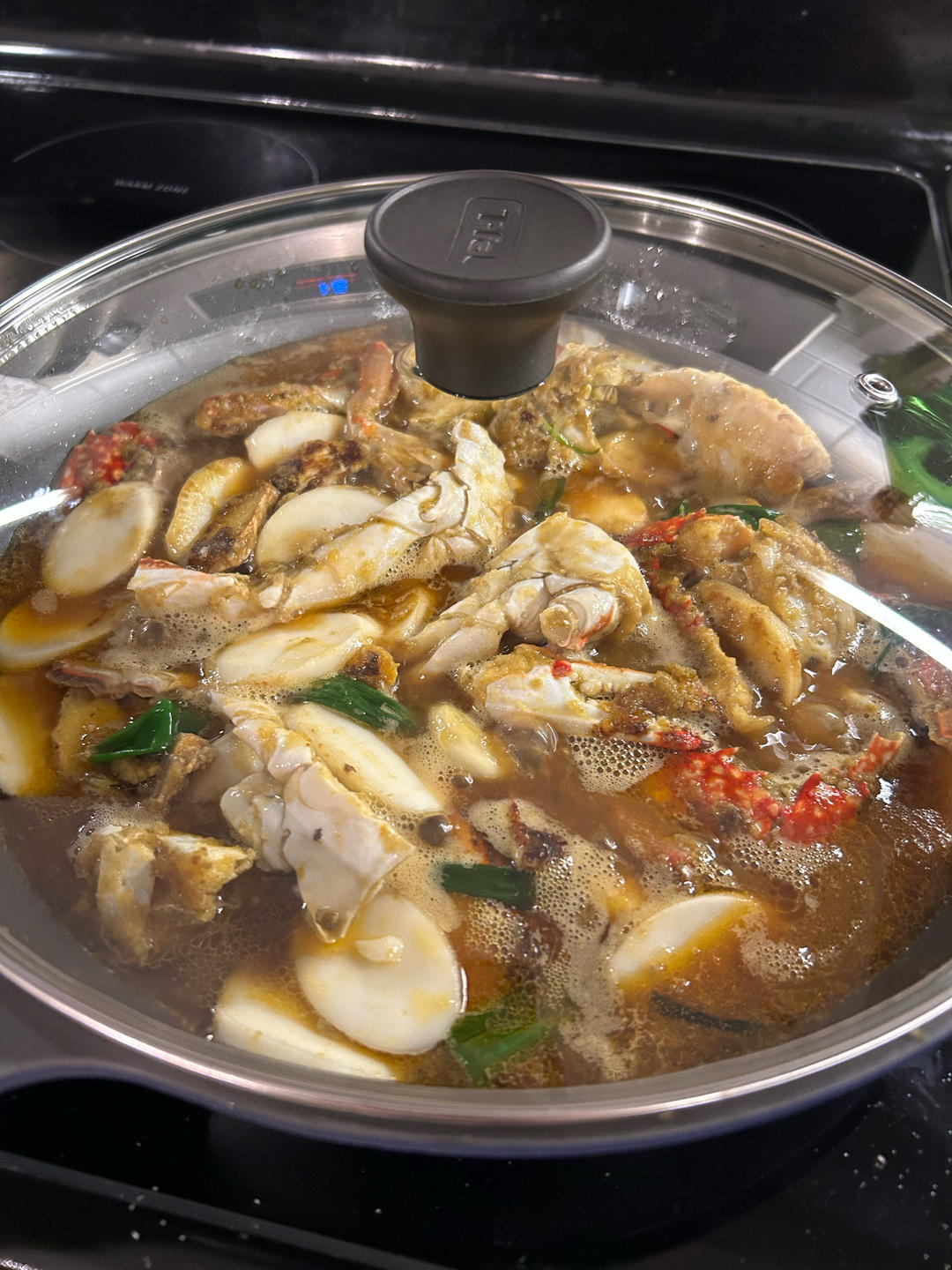 梭子蟹炒年糕～标准的江浙菜