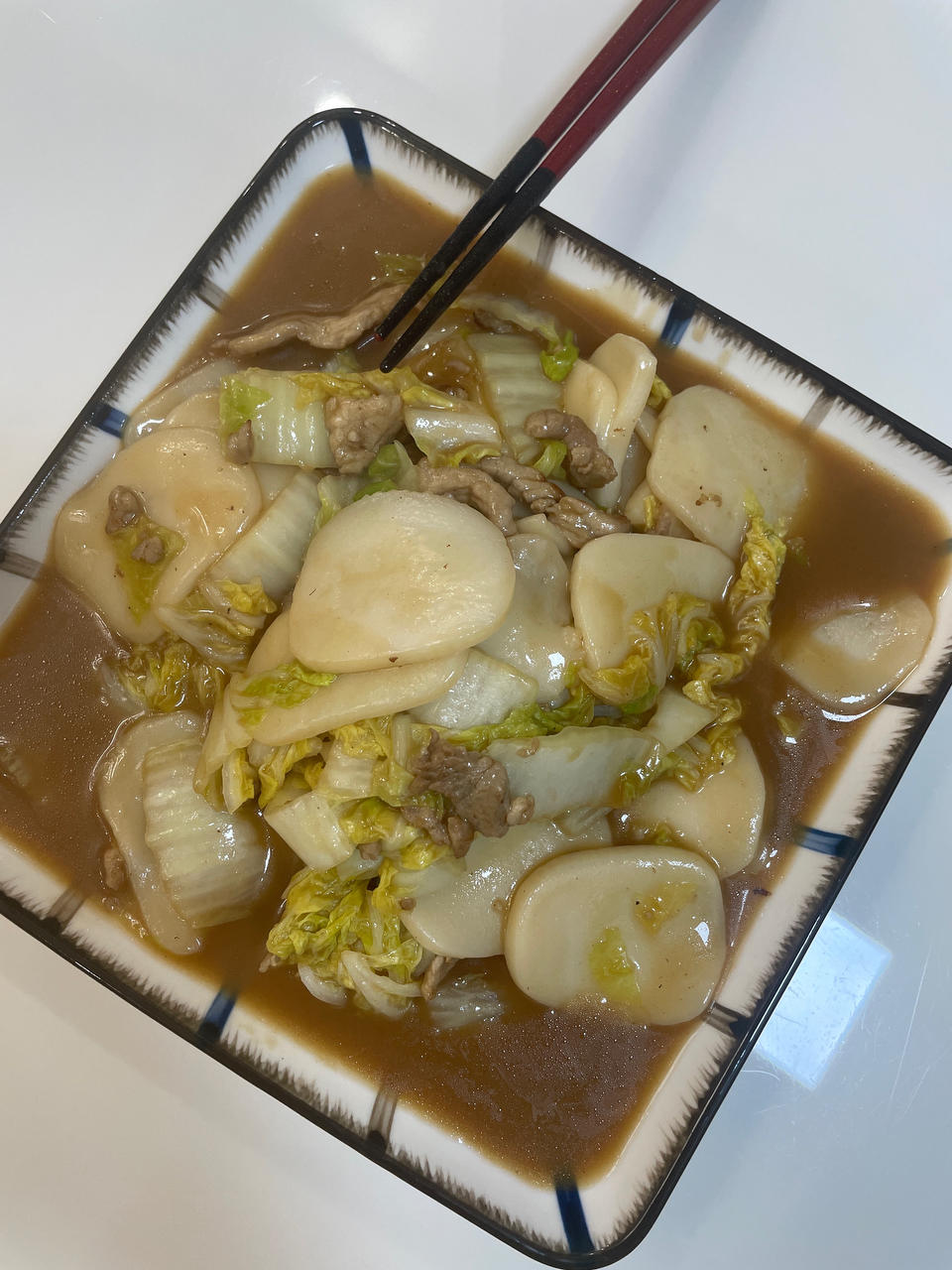 肉丝白菜炒年糕