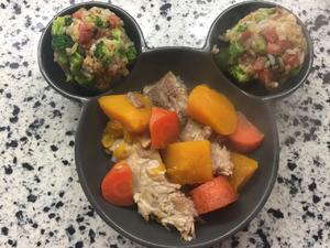 南瓜胡萝卜排骨汤+饭团子的做法 步骤13
