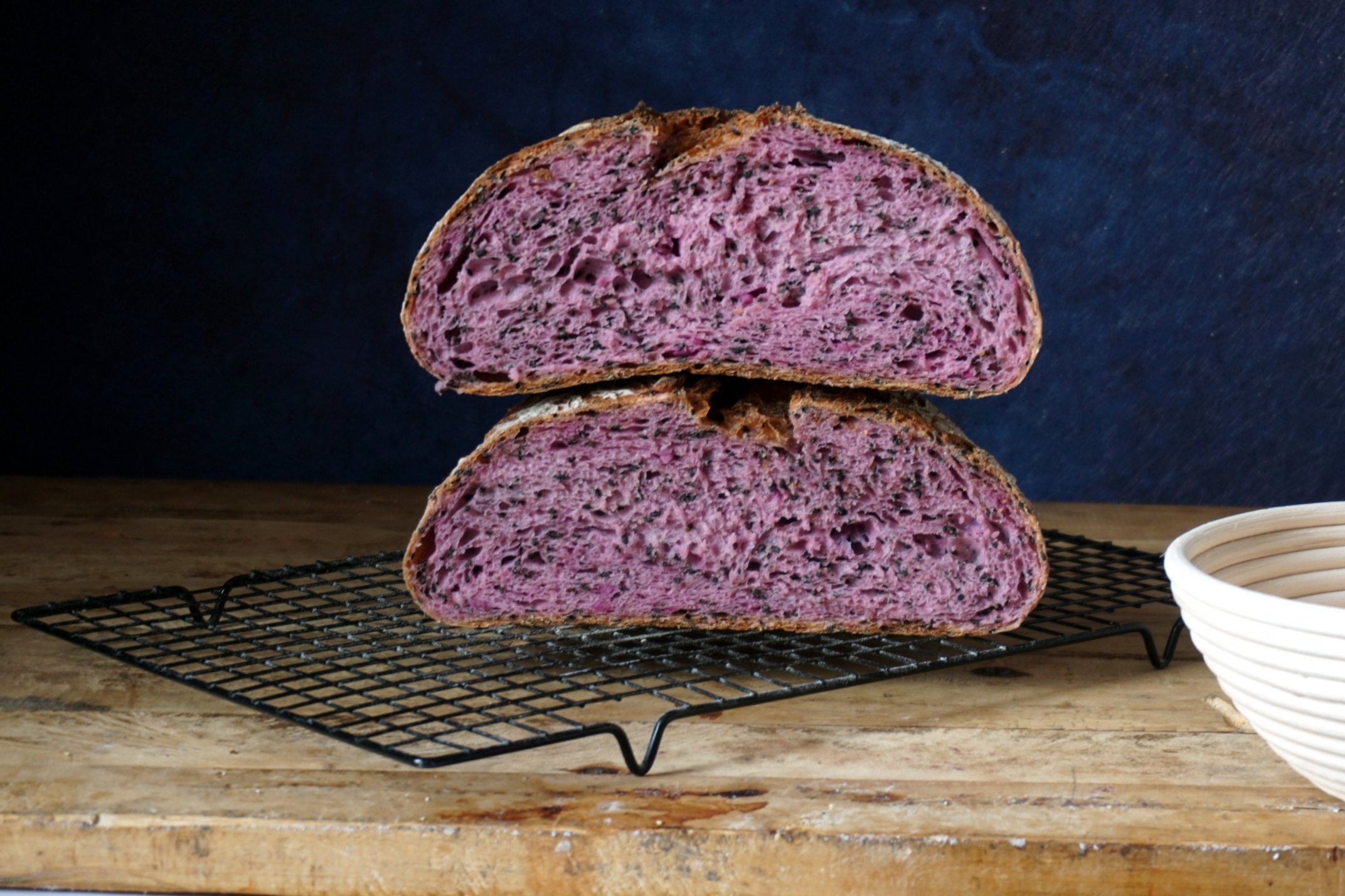 紫薯黑芝麻天然酵种欧包丨健康·烘焙
