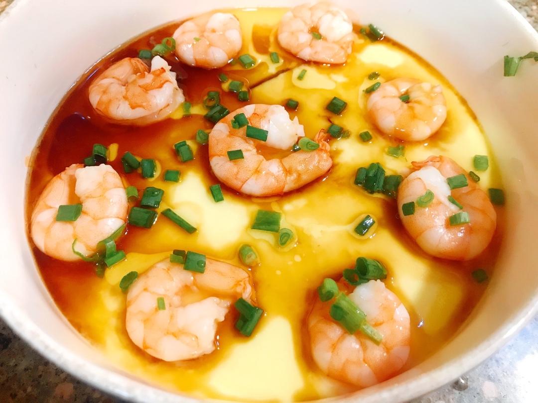 四月物语做的虾仁鸡蛋羹 超嫩滑鲜美