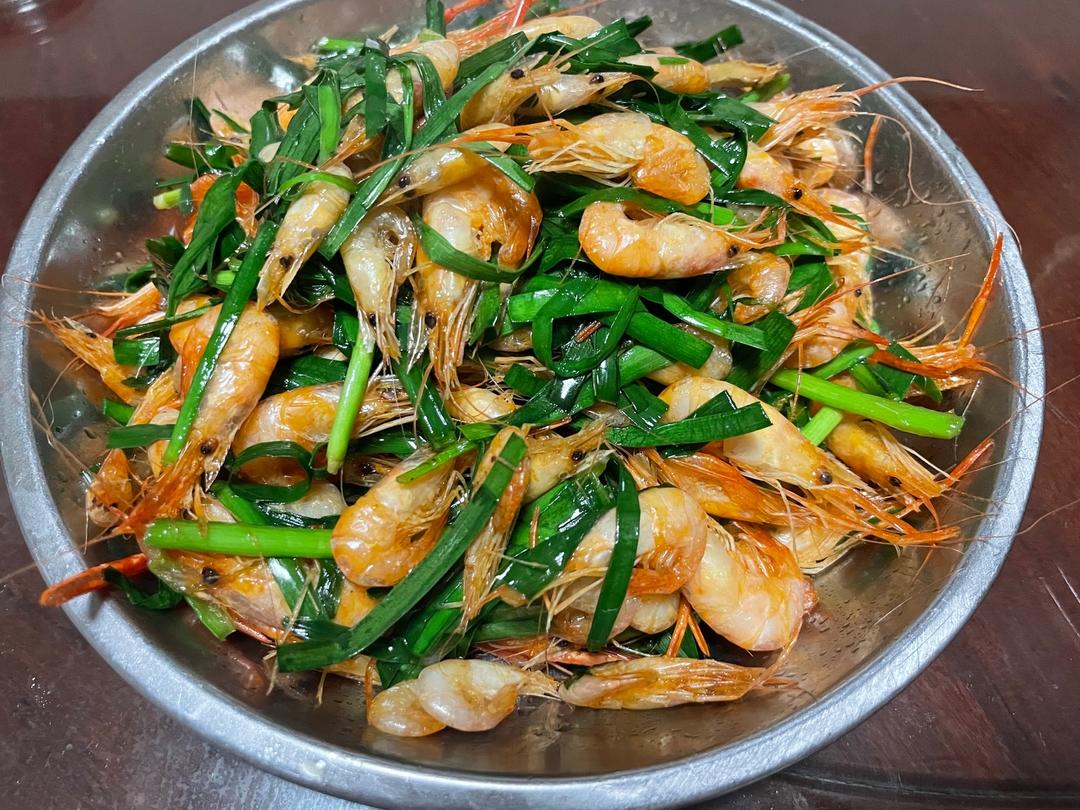 河虾炒韭菜