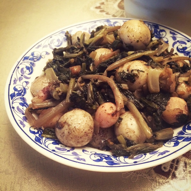 腌菜炒汤圆