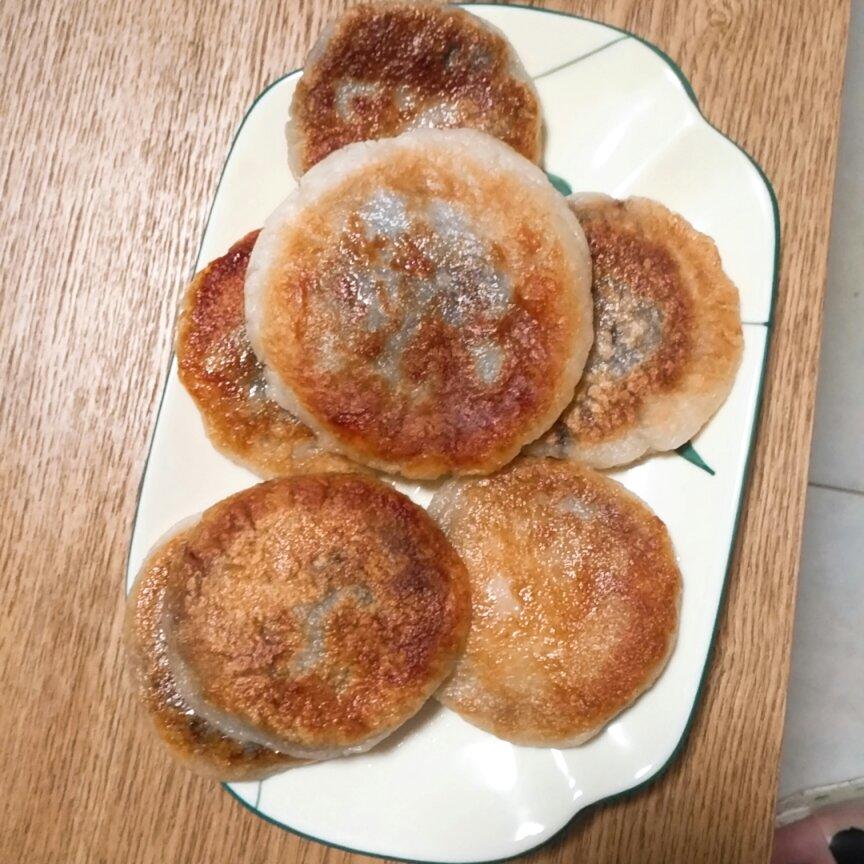 发面糯米豆沙饼