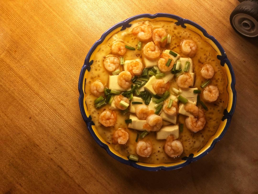 虾仁豆腐蒸水蛋