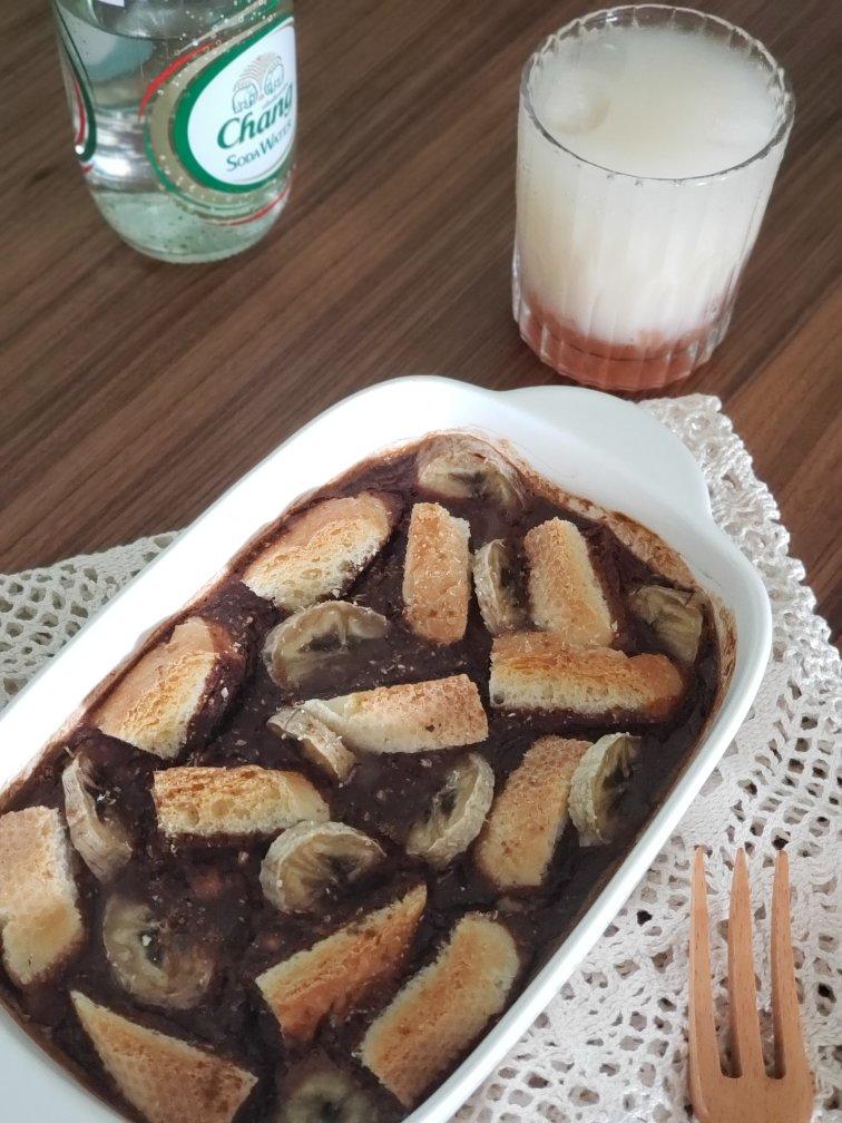 无糖巧克力香蕉焗面包布丁【健康一锅端】