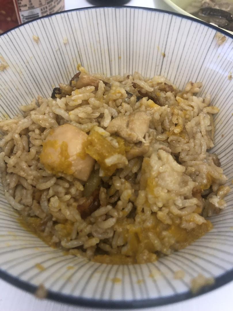 电饭锅焖饭香甜软糯南瓜鸡肉香菇焖饭超详细包学会