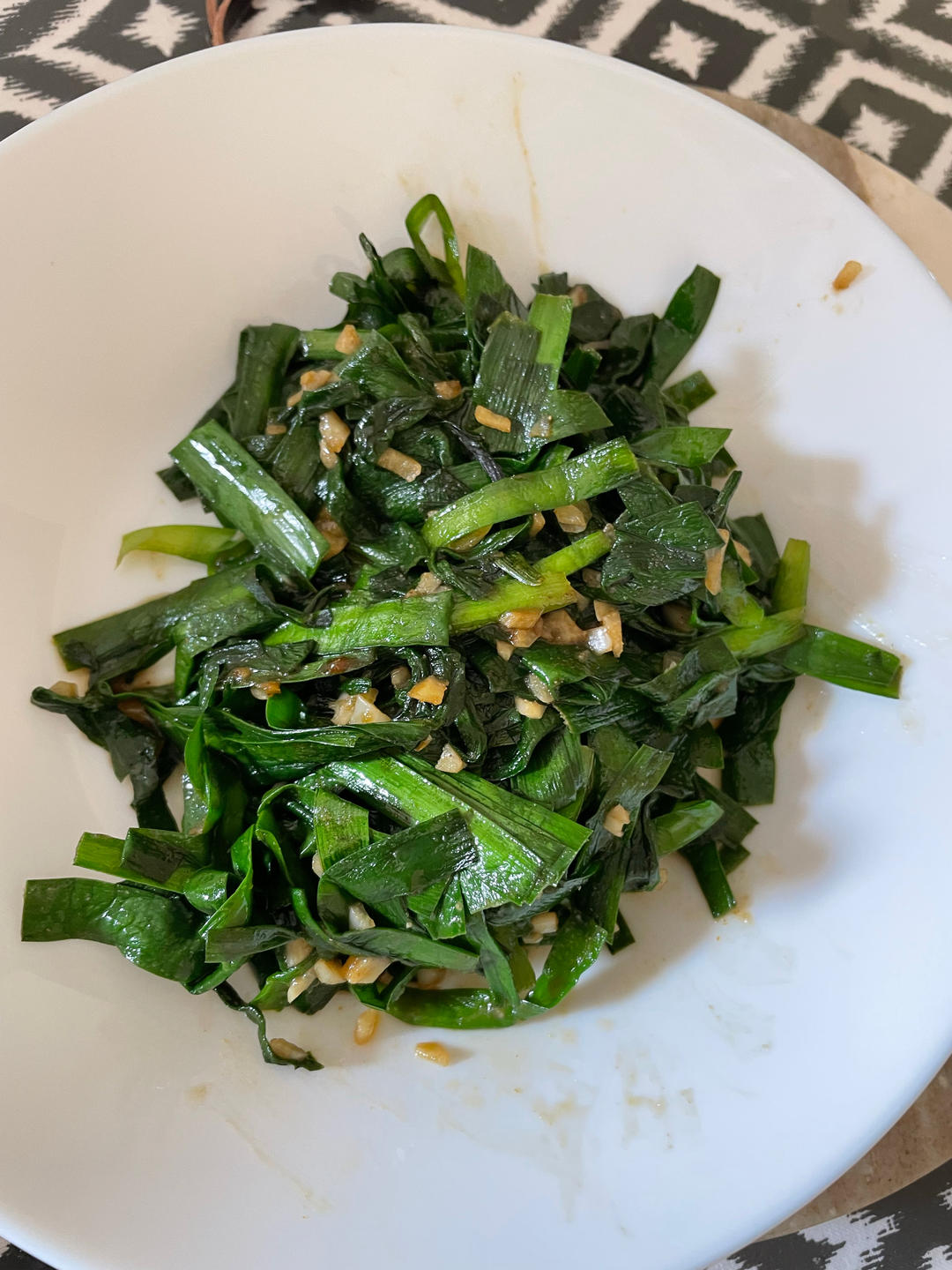 平底锅烤韭菜