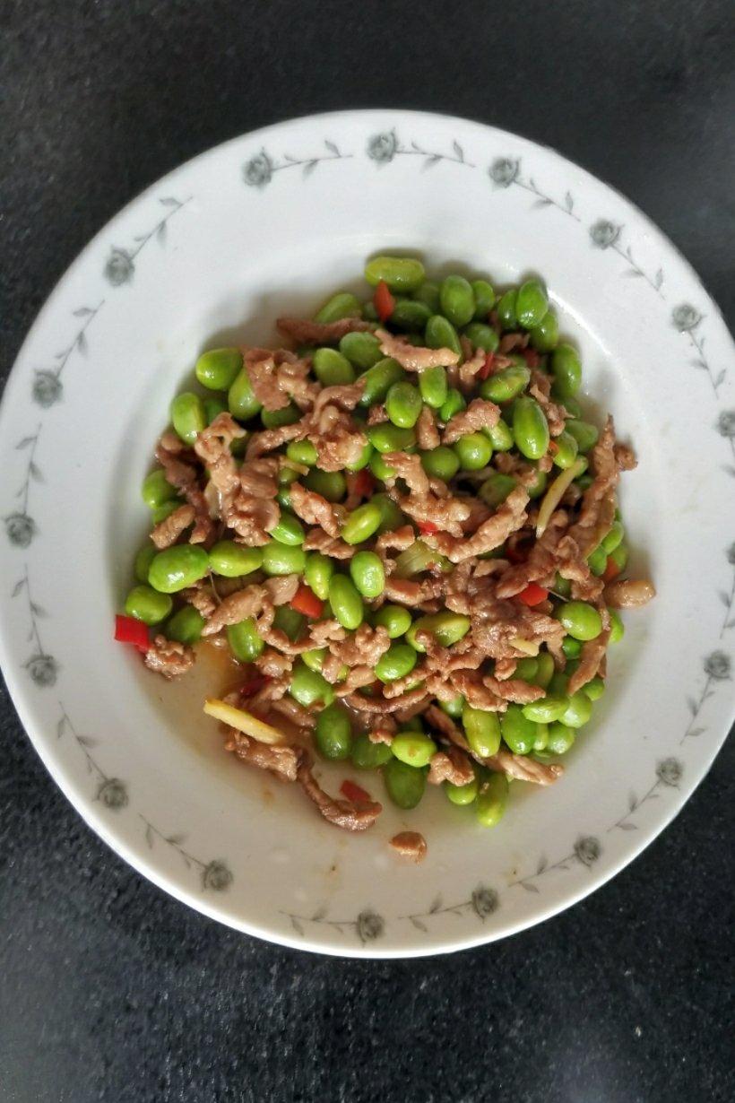青椒毛豆炒肉丝