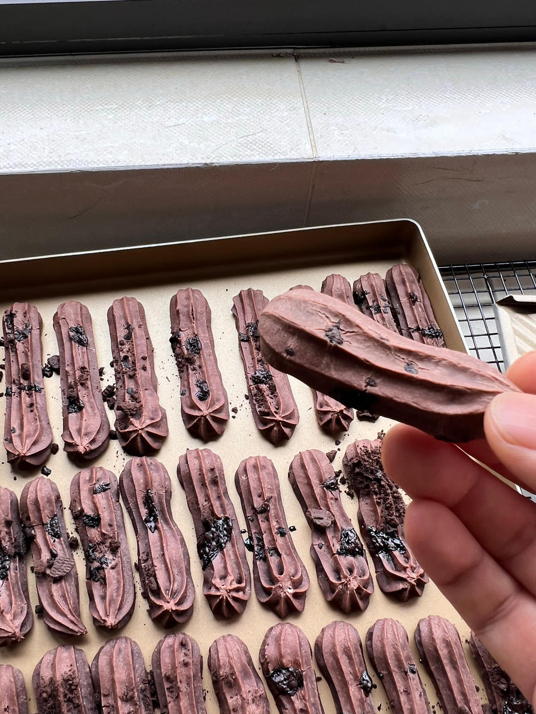 外脆里糯❗️零失败❗️巧克力可可手指麻薯❗️