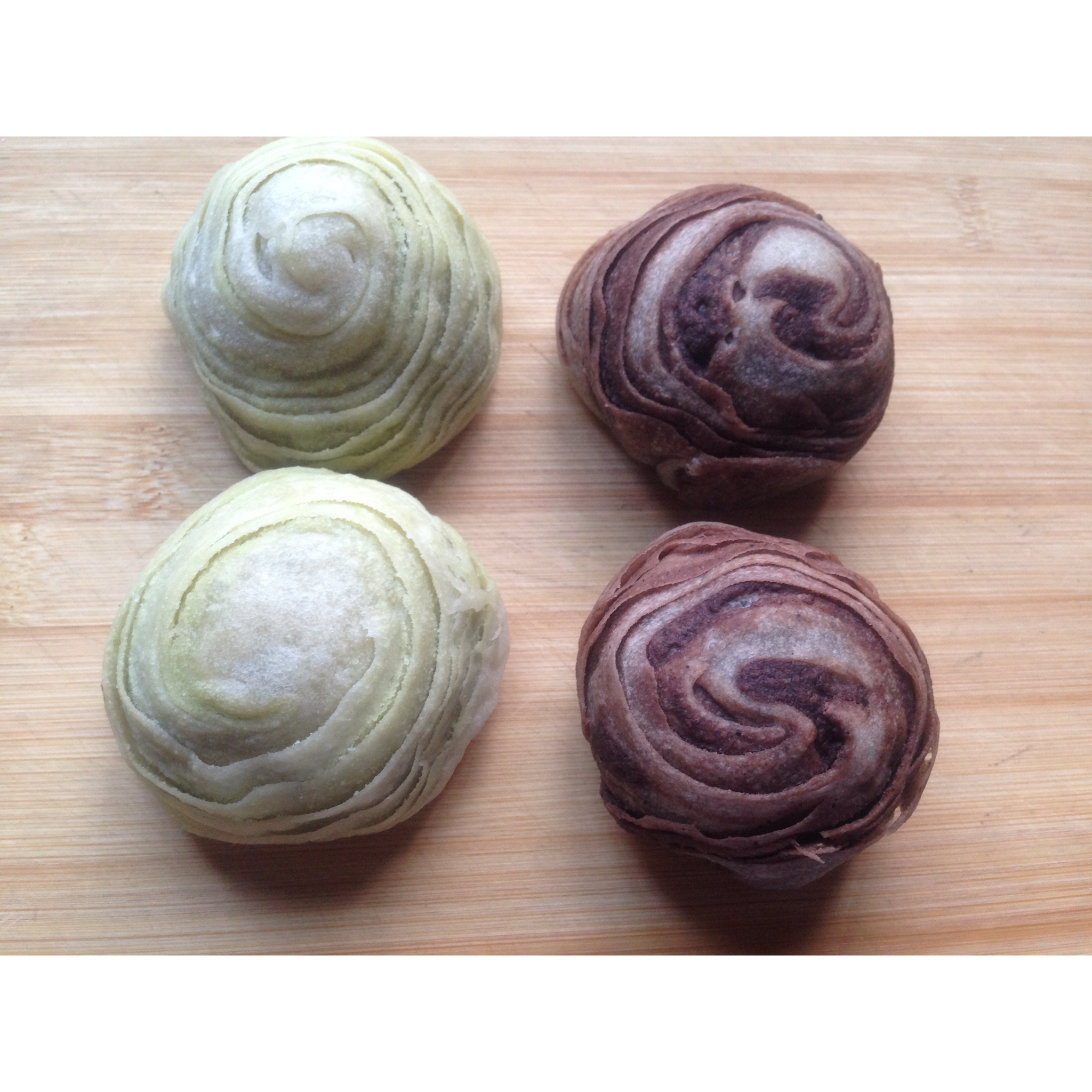 蛋黄酥~紫薯、抹茶、原味~花好月圆，中秋快乐~内附一次做六色蛋黄酥方法~