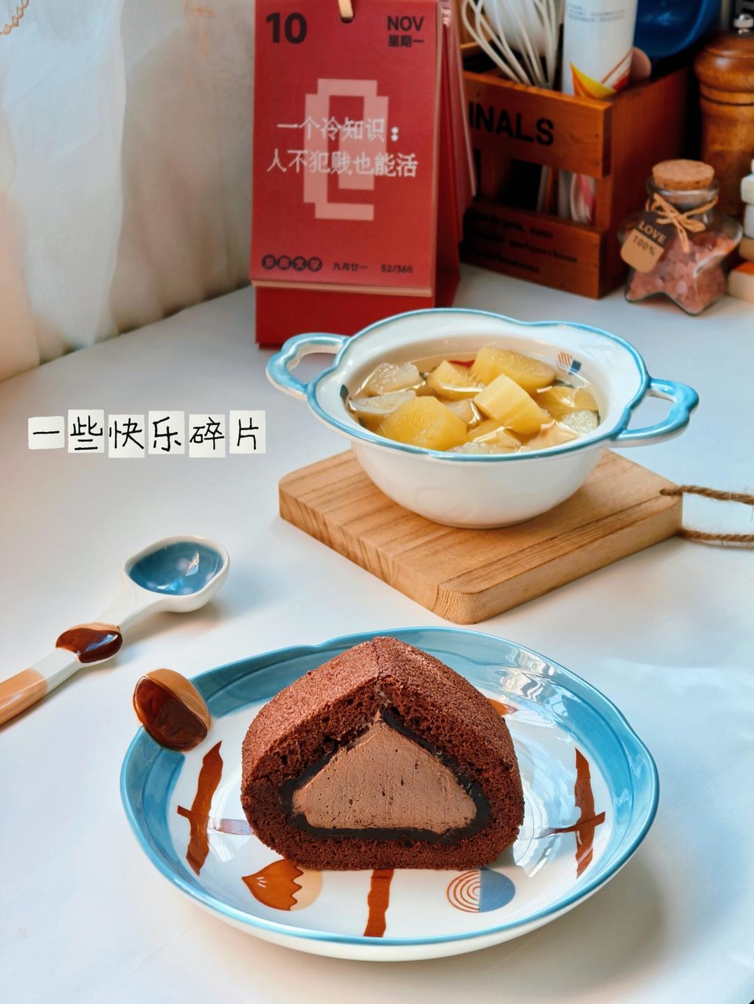 可可蛋糕卷🍰巧克力香缇奶油夹心