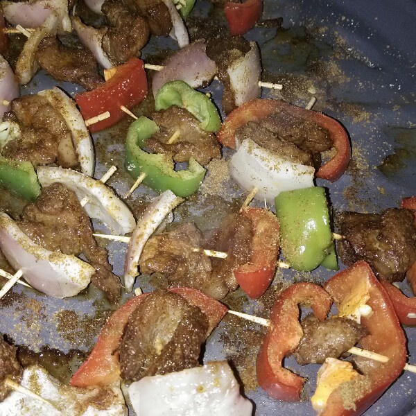 微波炉速成羊肉串