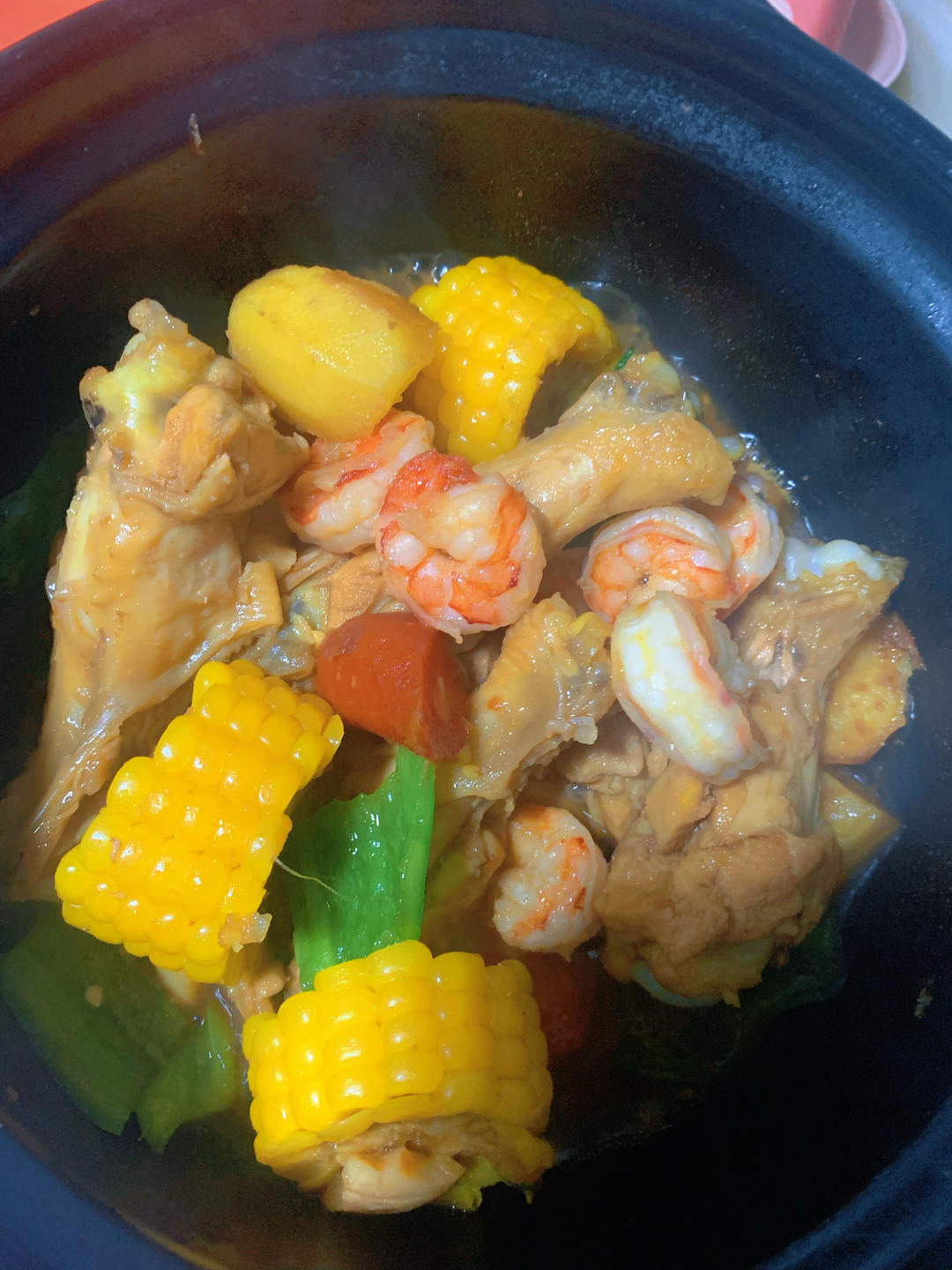 鲜香入味的鲜虾鸡翅玉米煲|美味一锅端
