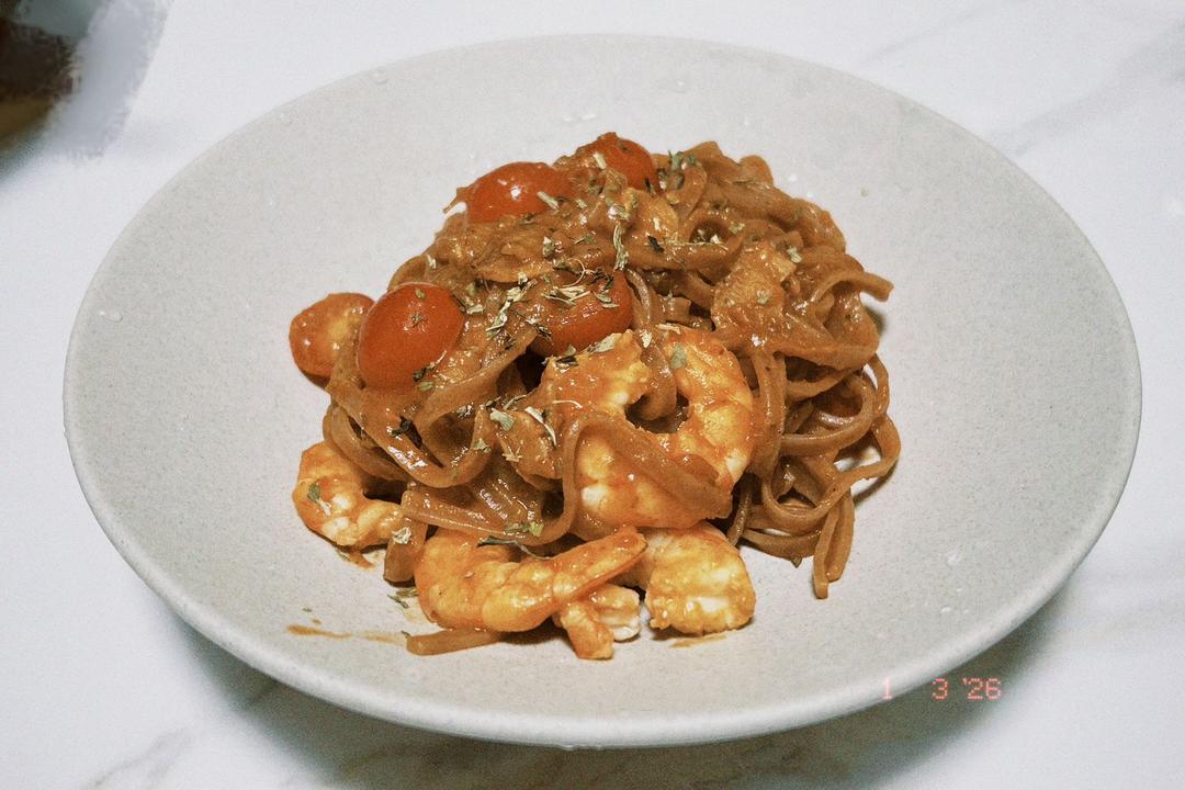 虾仁番茄意面