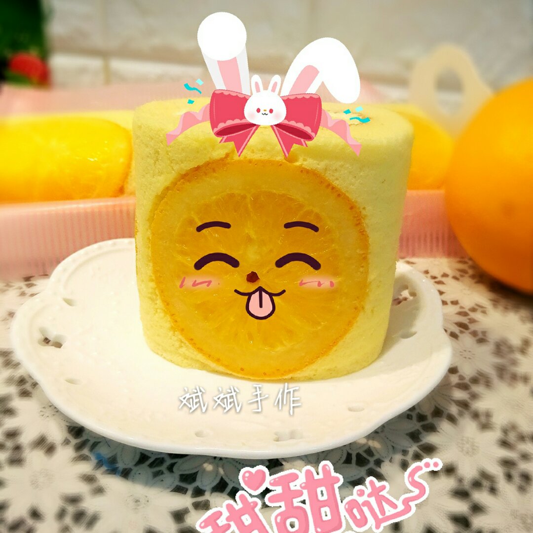 香橙果肉夹心蛋糕卷