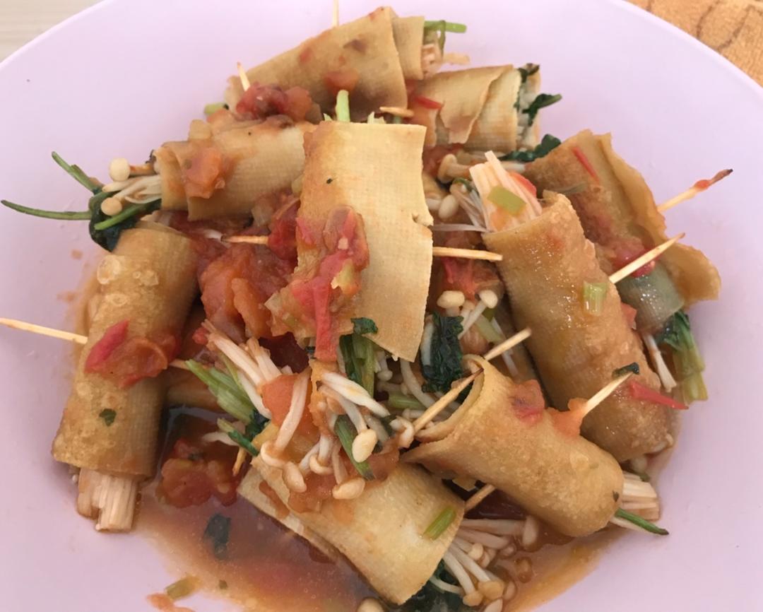 豆腐皮烤菜卷
