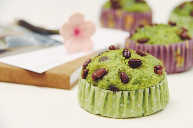 抹茶蜜豆蒸蛋糕