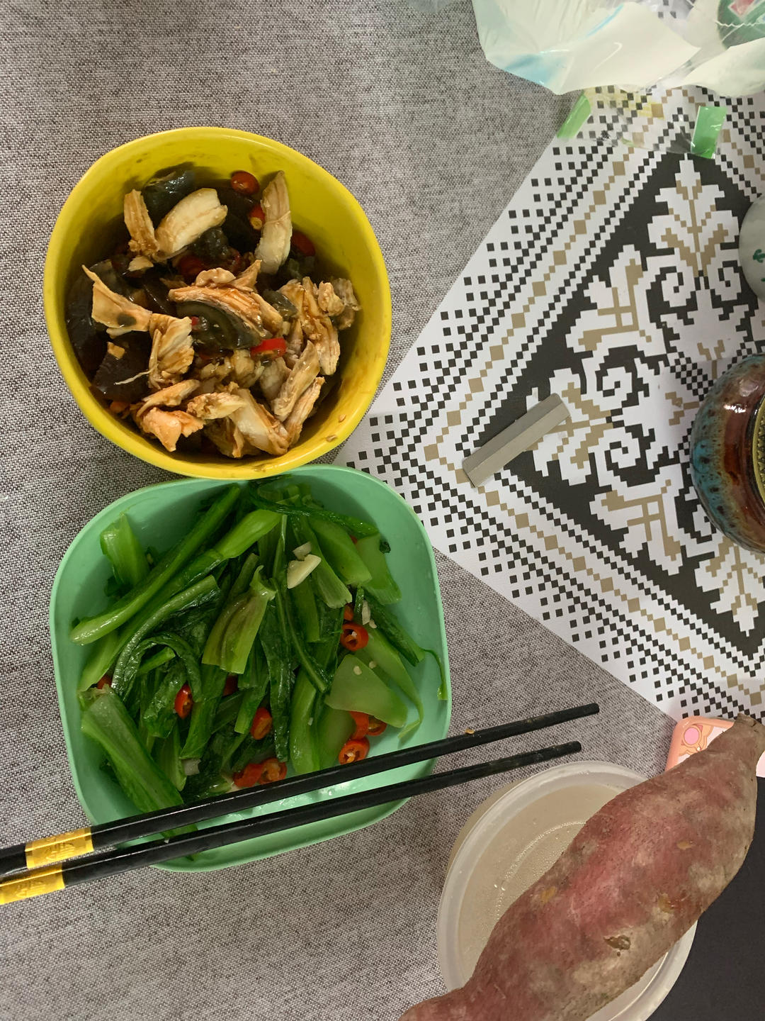 烤鸡腿+烤红薯+烤口蘑