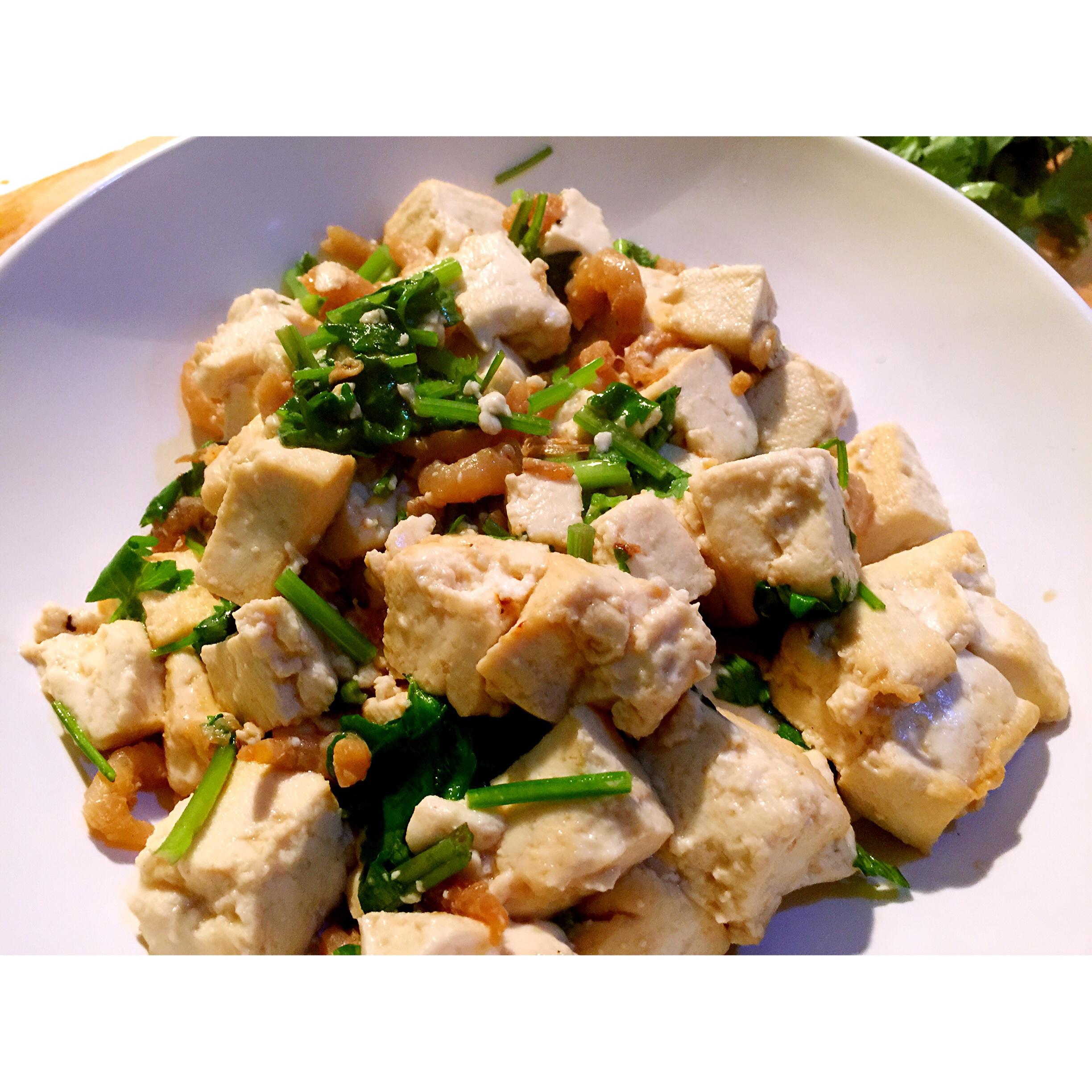 海米香菜烧豆腐的做法