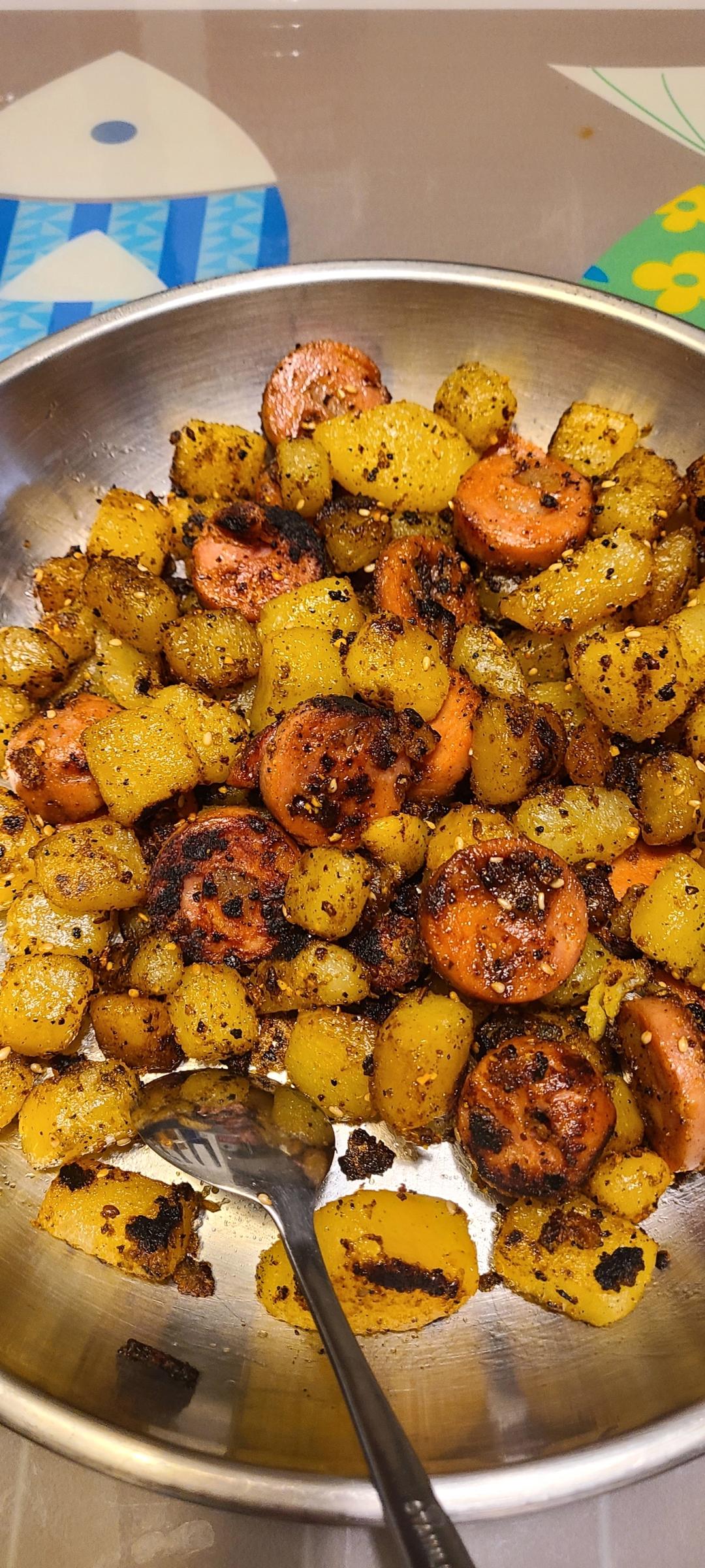 烧烤风味的土豆小香肠