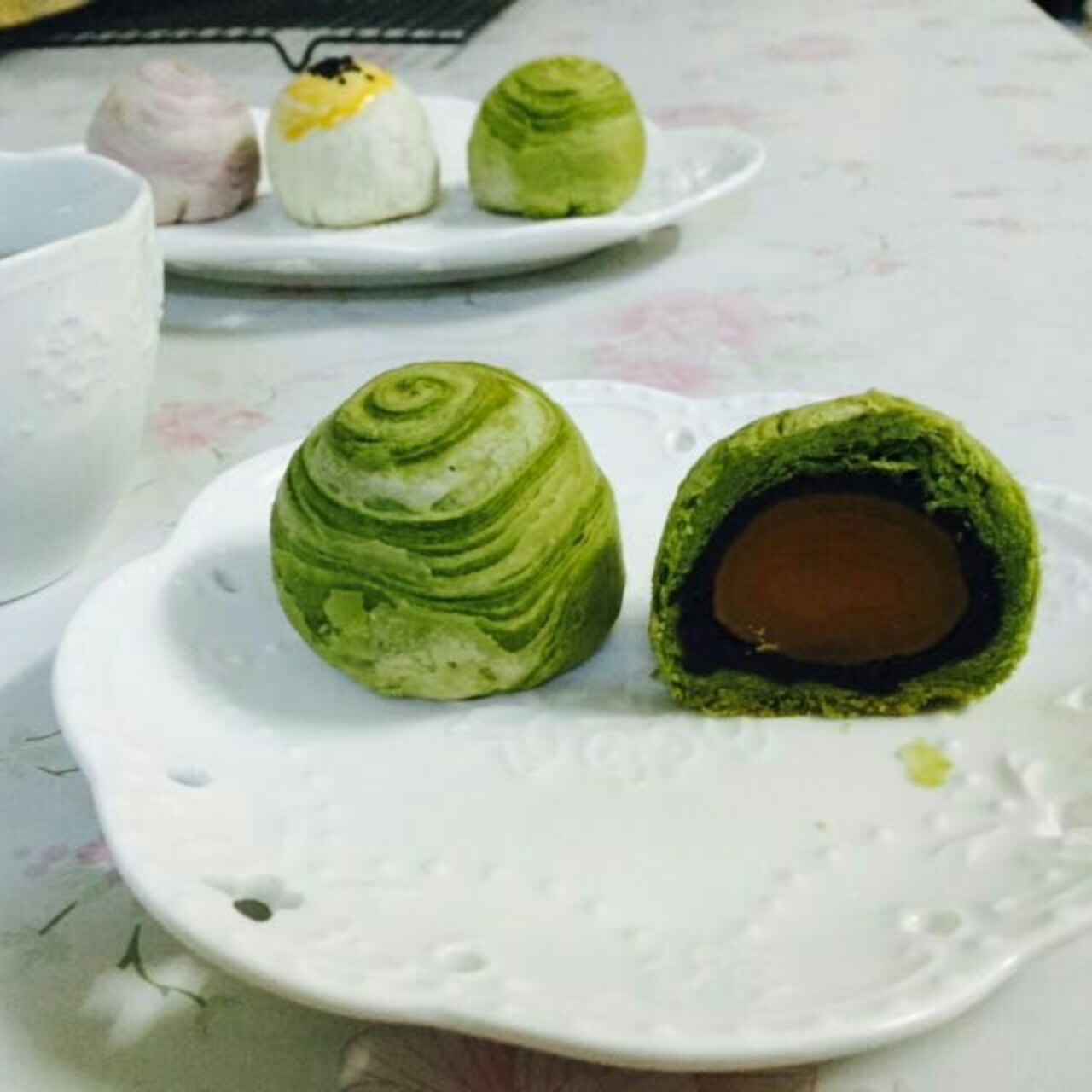 蛋黄酥~紫薯、抹茶、原味~花好月圆，中秋快乐~内附一次做六色蛋黄酥方法~