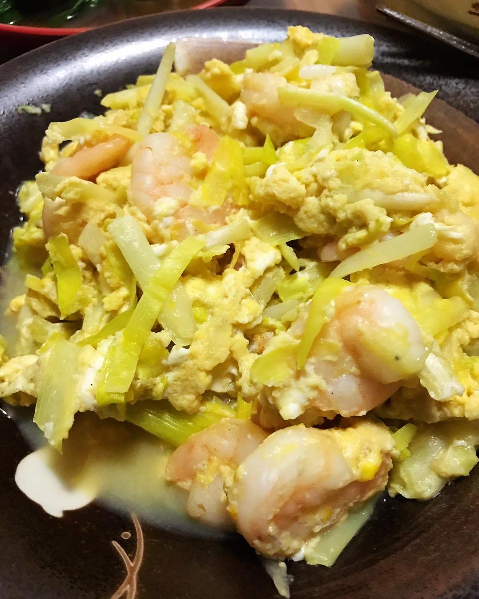 虾仁、韭黄炒蛋