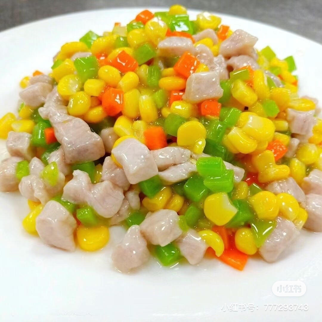 莴笋玉米胡萝卜炒鸡丁