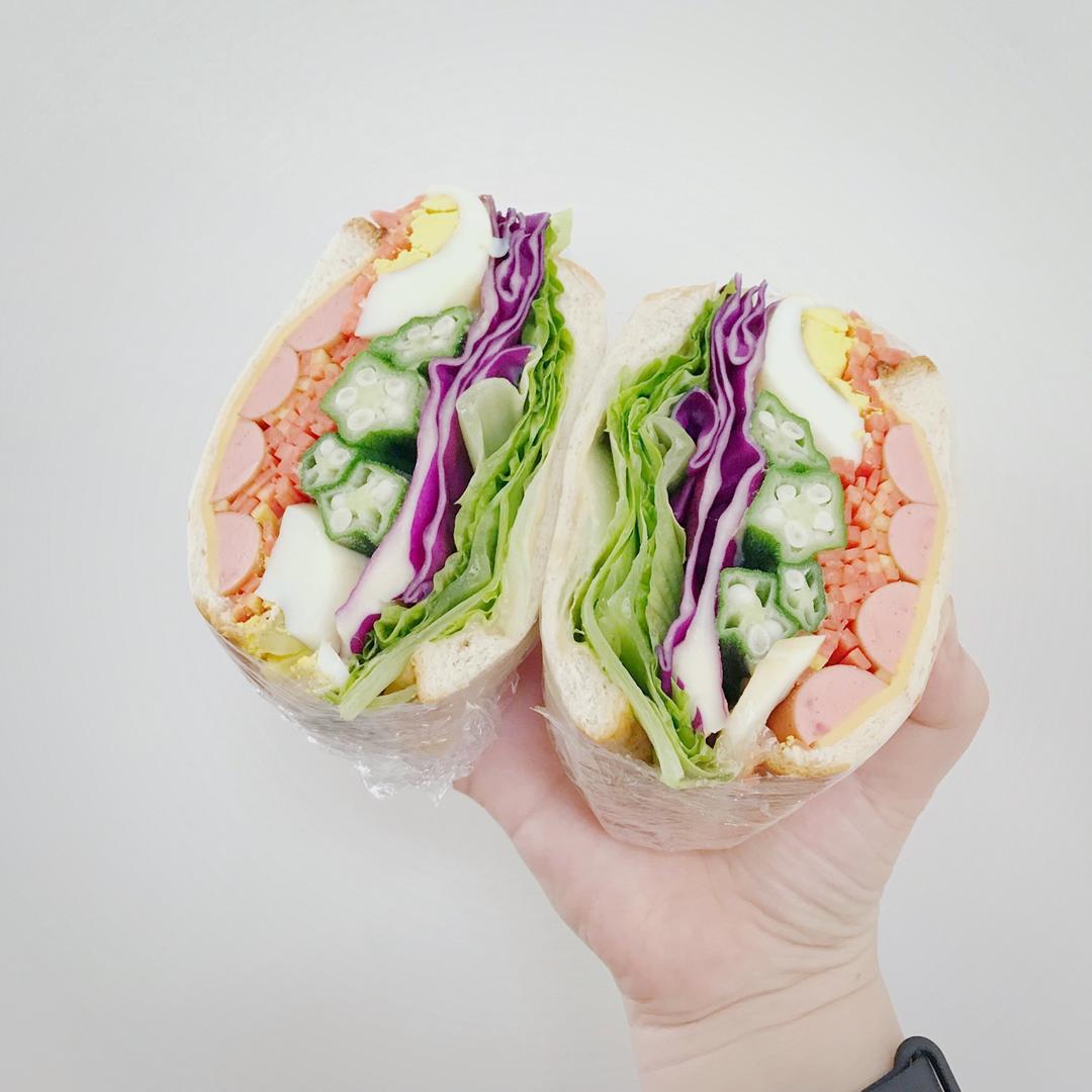 如何做超厚的沼三明治~详细tip！牛油果鸡蛋午餐肉三明治~