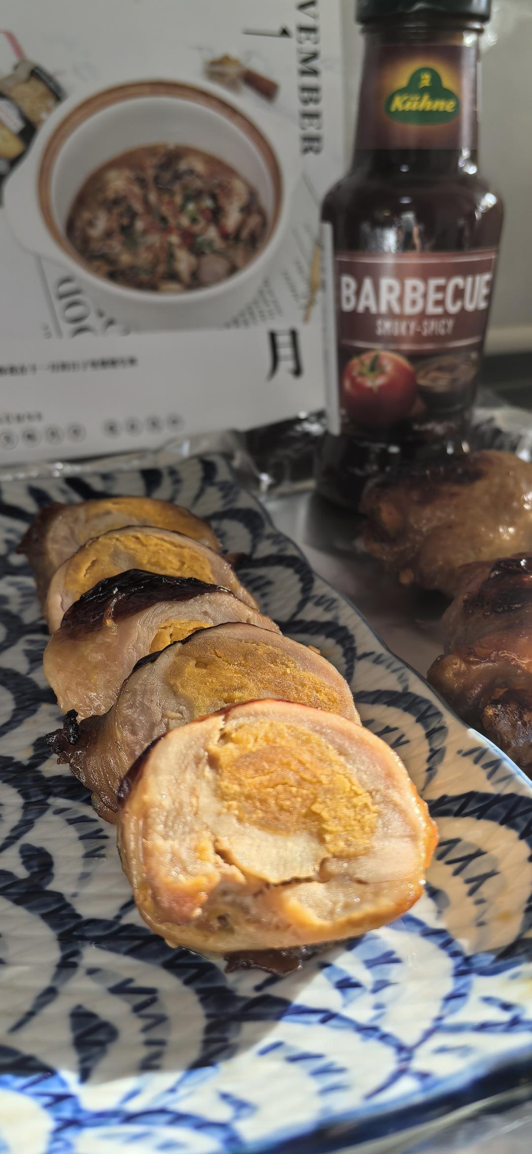 炙烤鸡腿裹咸蛋黄