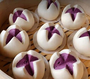 紫薯开花馒头（一次发酵双色馒头）的做法 步骤12