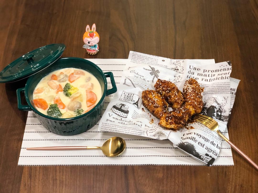 三文鱼奶油炖菜+芝士焗饭【曼食慢语】