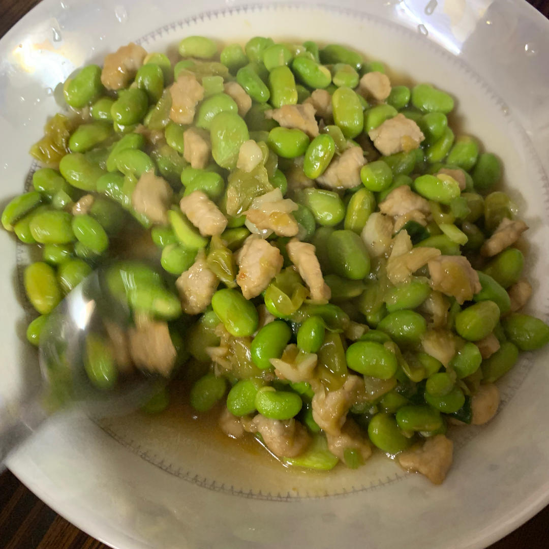 毛豆炒肉（超简单）