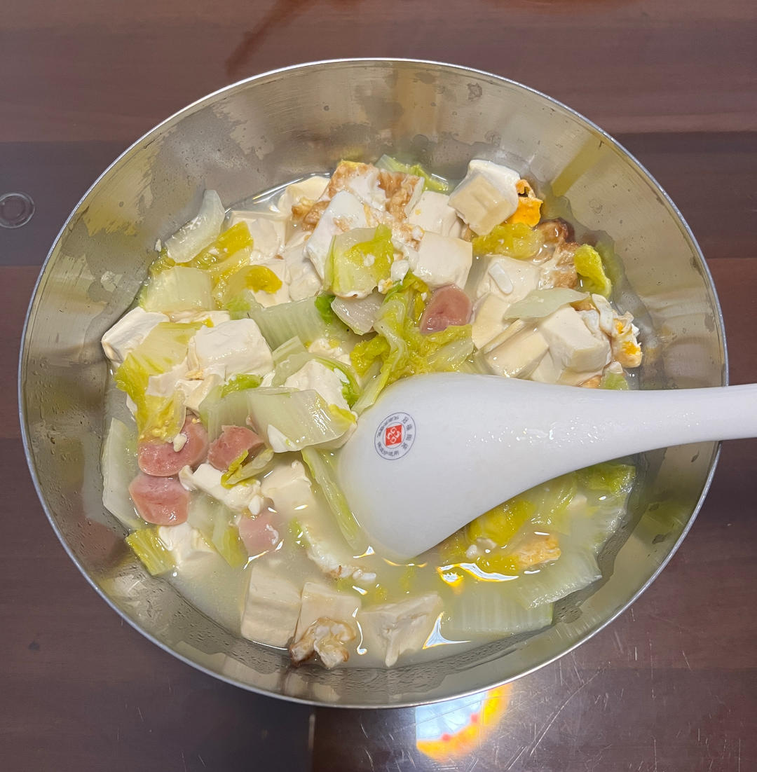 娃娃菜豆腐三鲜汤