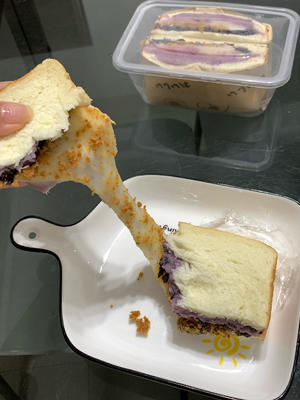 紫米芋泥麻薯肉松三明治的做法 步骤23