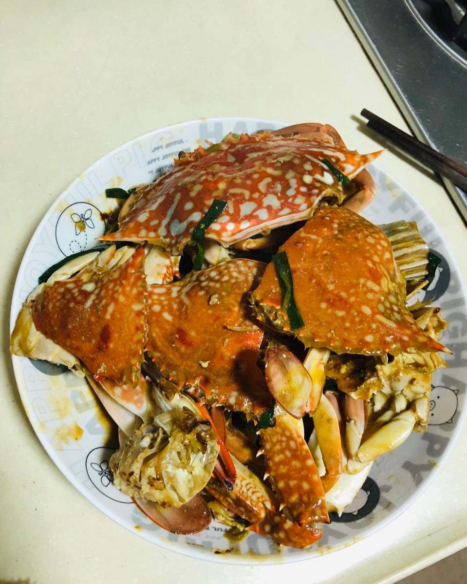 姜葱炒花蟹