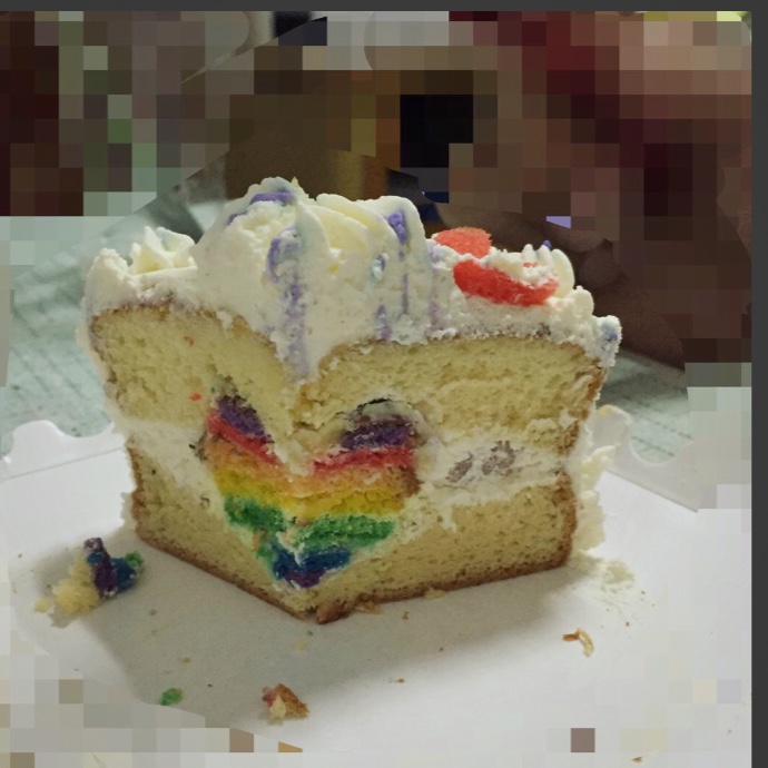 彩虹3D立体爱心蛋糕