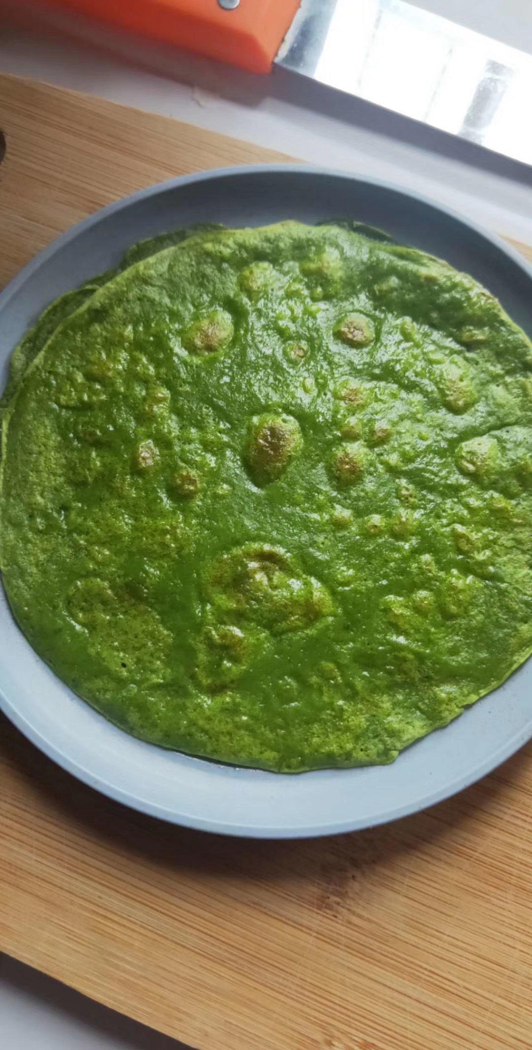 念念不忘my做的菠菜煎饼蔬菜饼卷饼
