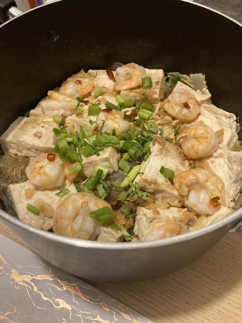 鲜虾白菜豆腐煲
