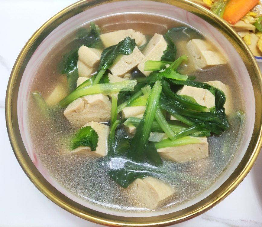 小白菜冻豆腐汤的做法