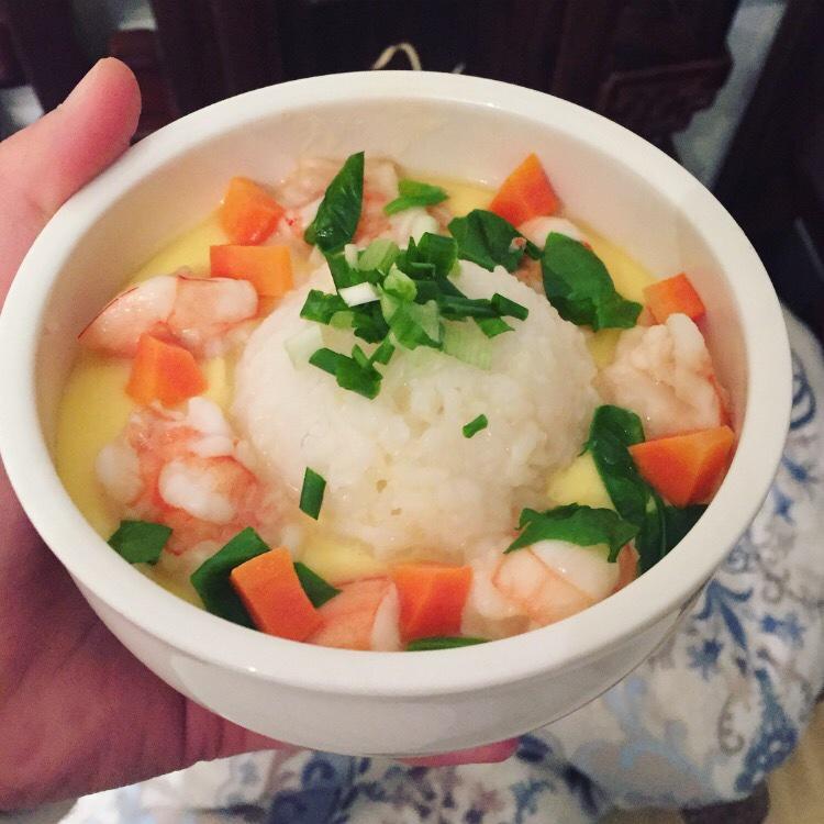 虾仁蛋羹饭的做法