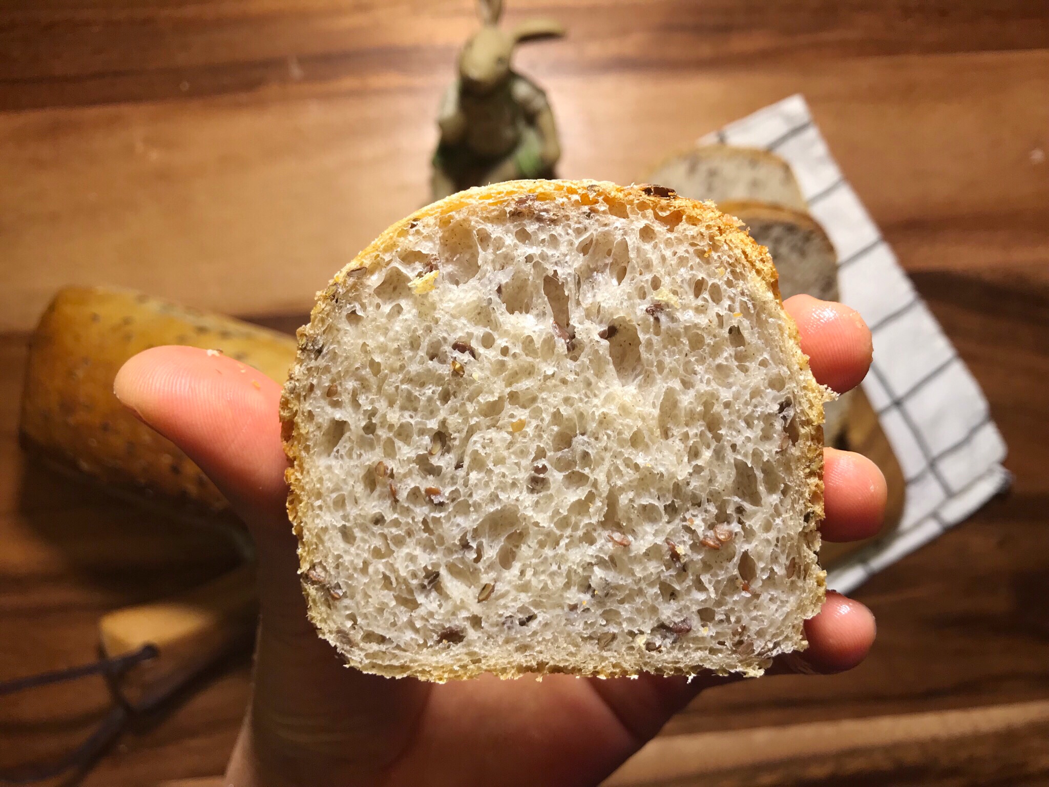 亚麻籽全麦面包（不揉面不整形）的做法