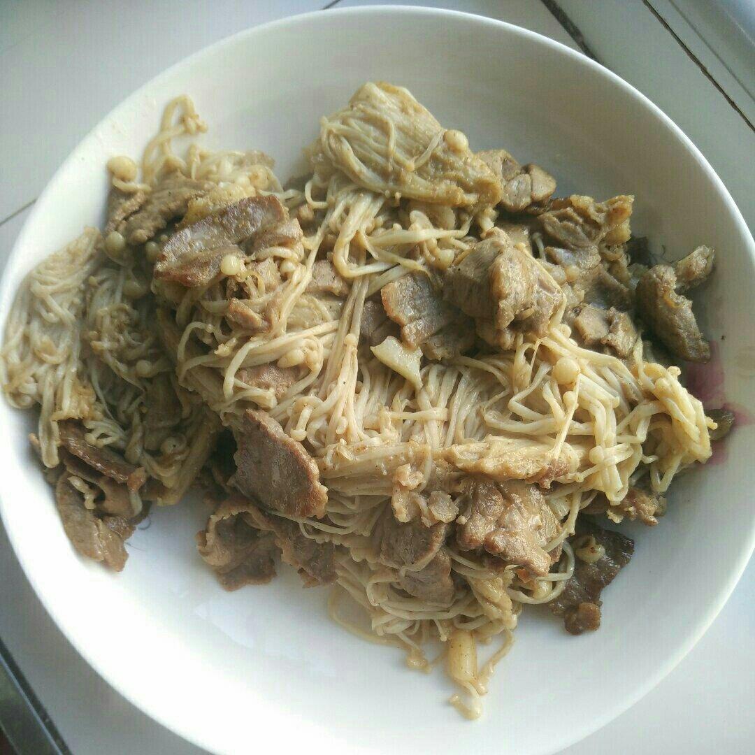 金针菇炒羊肉片