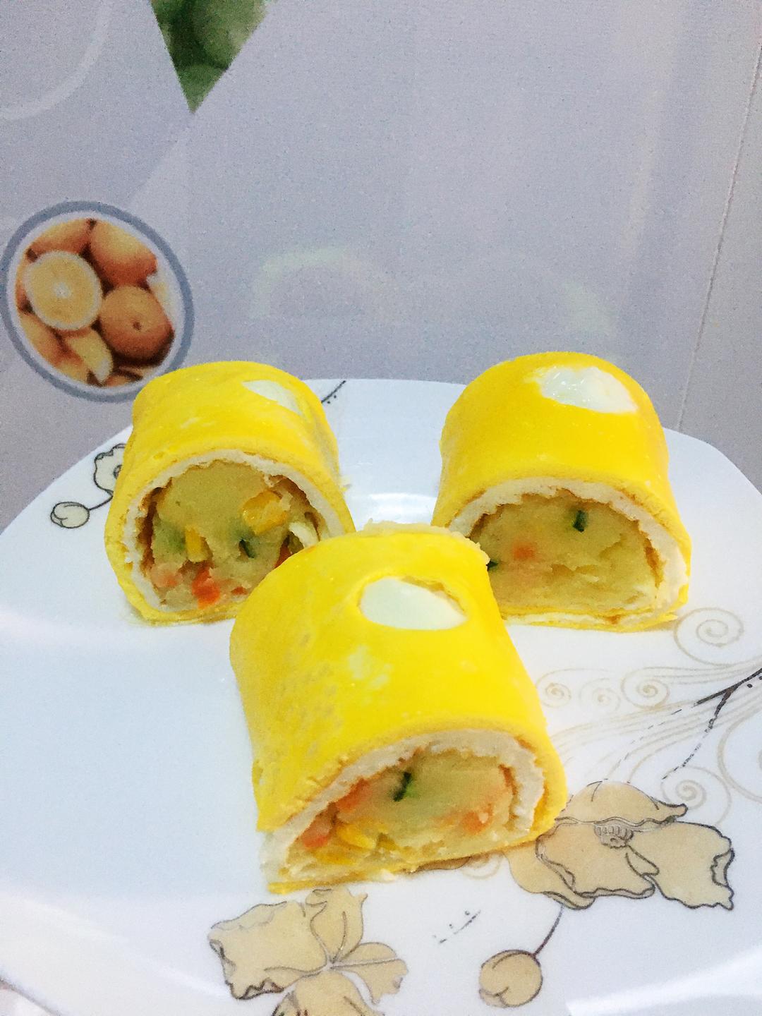 波点鸡蛋土豆泥卷的做法