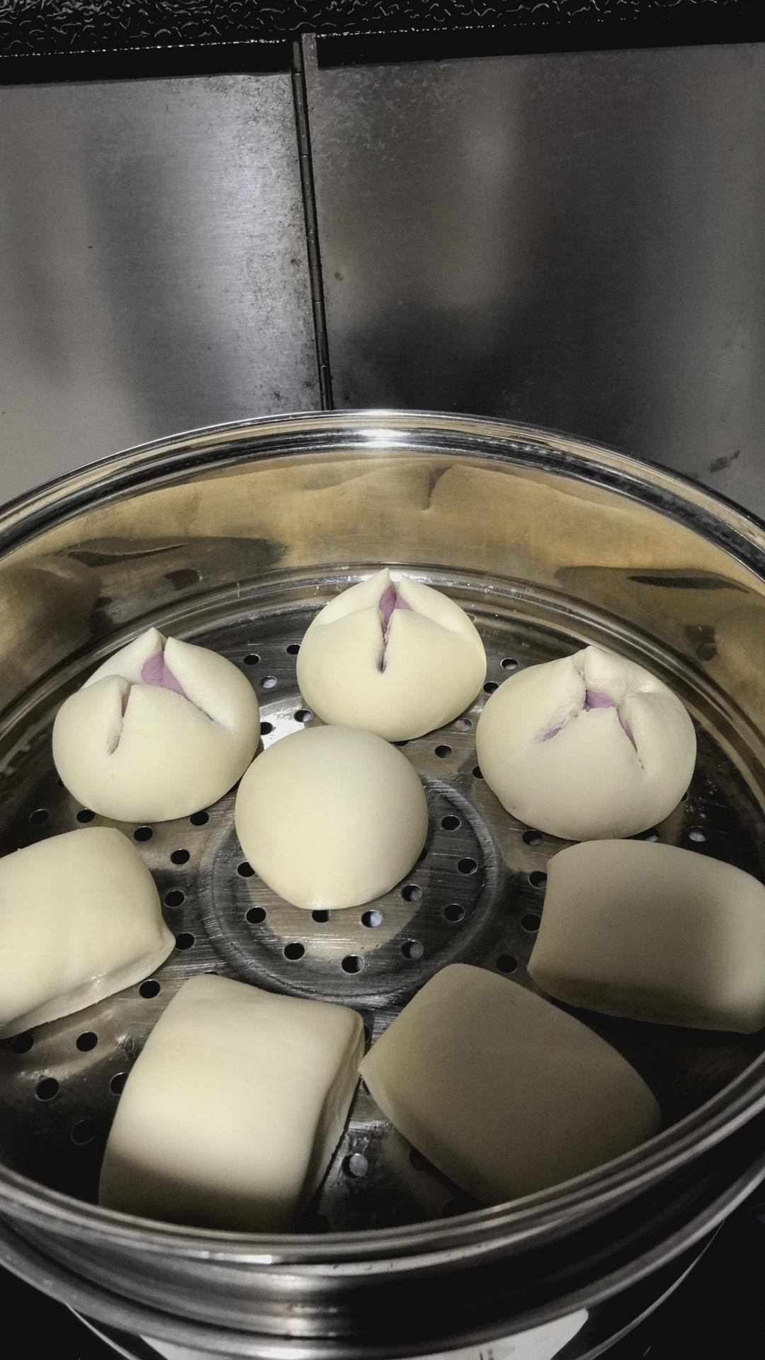 紫薯开花馒头（一次发酵双色馒头）