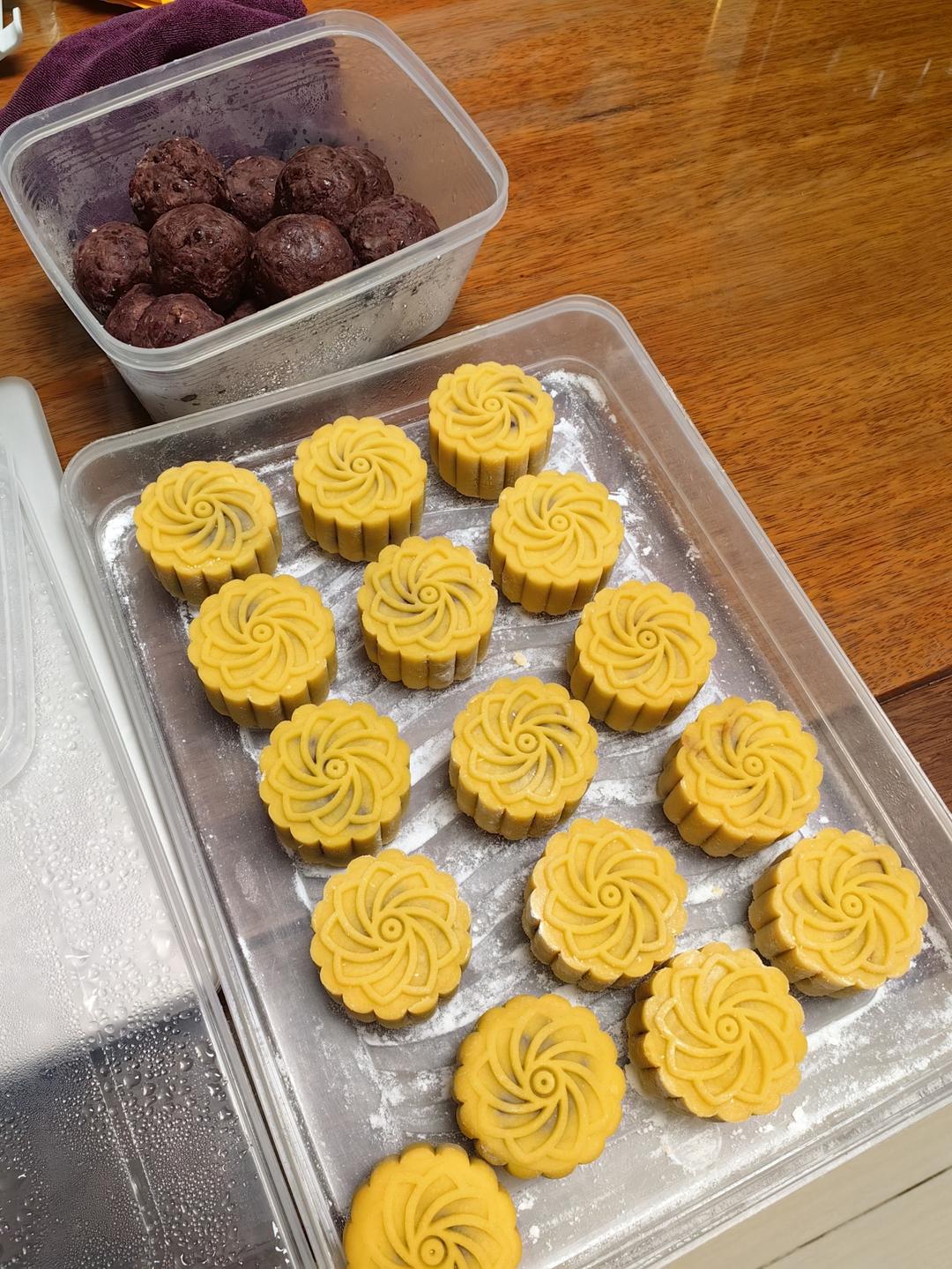 玫瑰椰蓉月饼(方子成熟)，不塌腰不泄脚，上色好