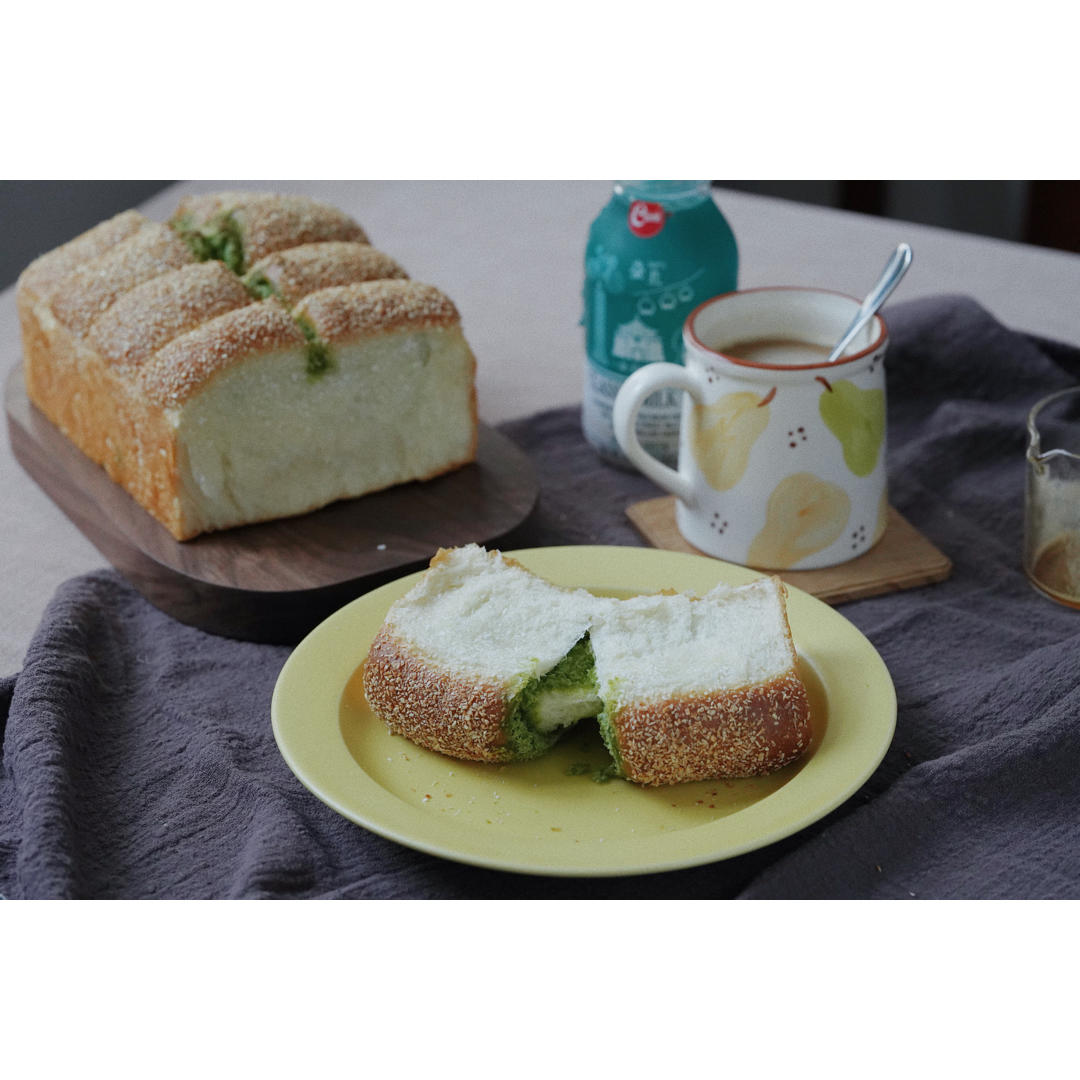 抹茶奶酥小金砖（70%中种吐司）