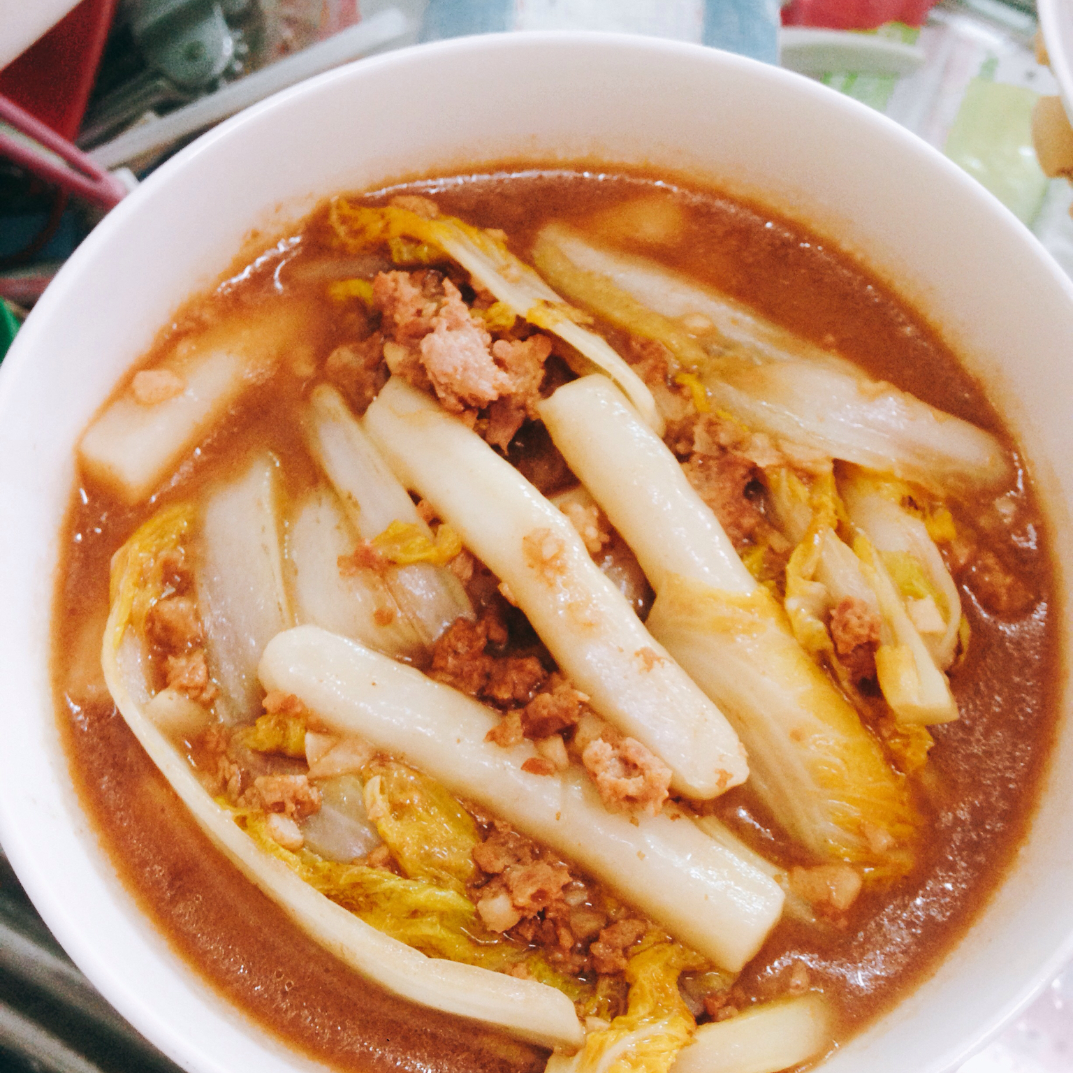 red一个个做的白菜肉丝年糕