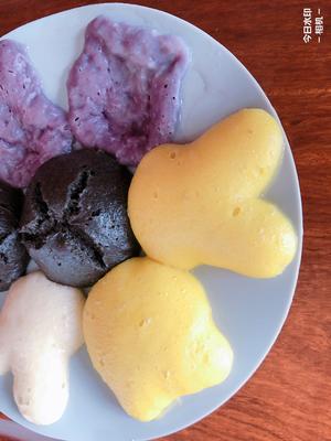 宝宝辅食—可可爱爱的紫薯发糕南瓜发糕山药发糕黑芝麻发糕的做法 步骤9