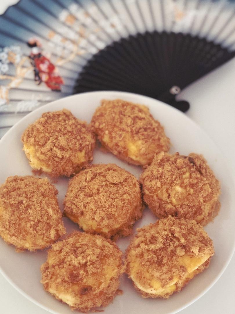 网红海苔肉松拉丝小贝（麻薯不用打蛋器放四天依然可以拉丝哦）